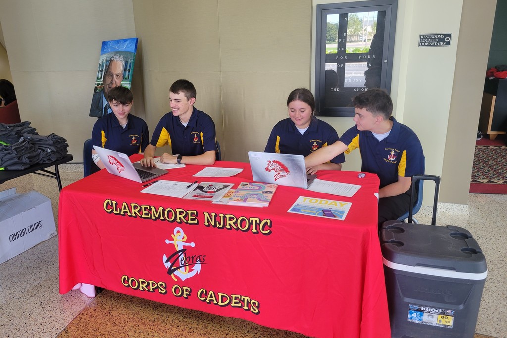 Claremore High School N.J.R.O.T.C. working the blood drive.