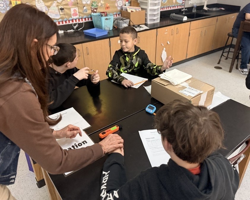 students in science class