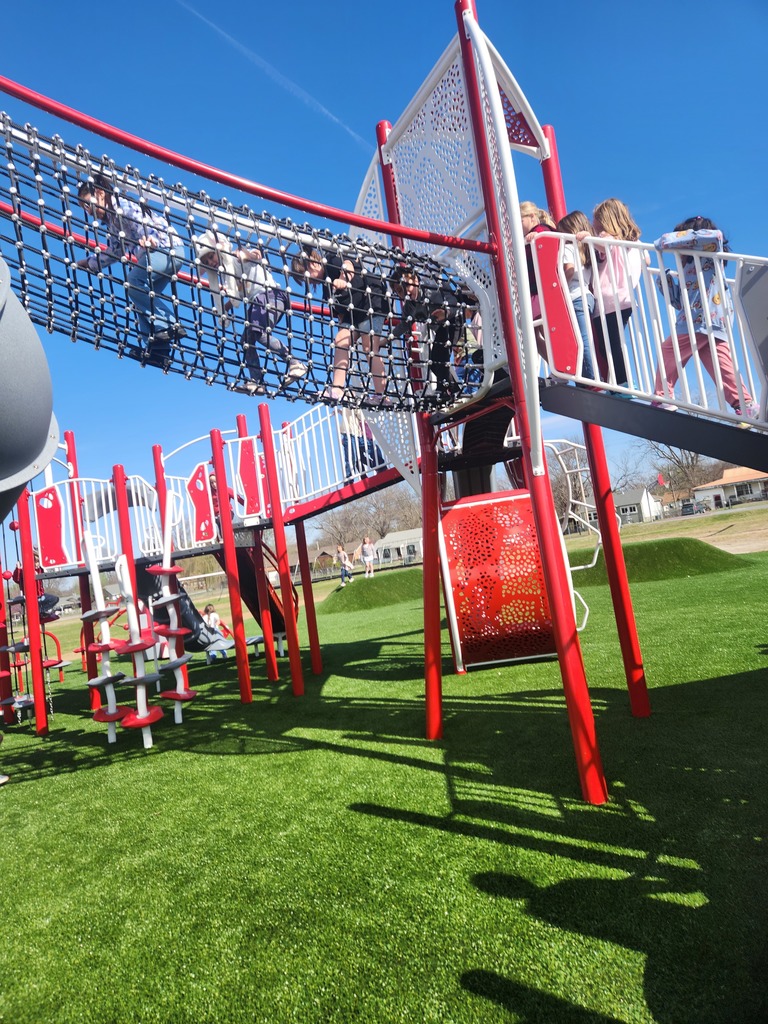 students playing on new playground