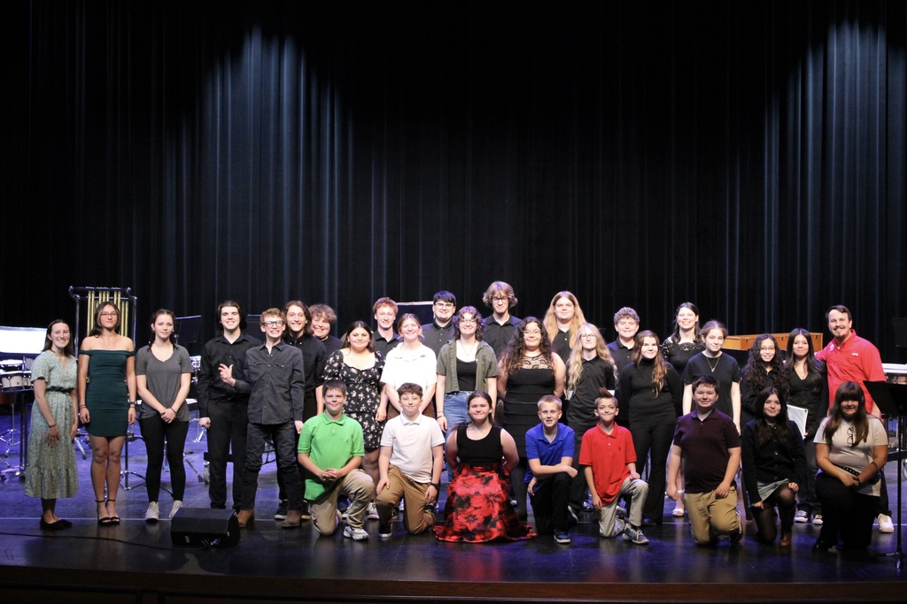 Claremore Percussion students and their directors at their first ever percussion concert.
