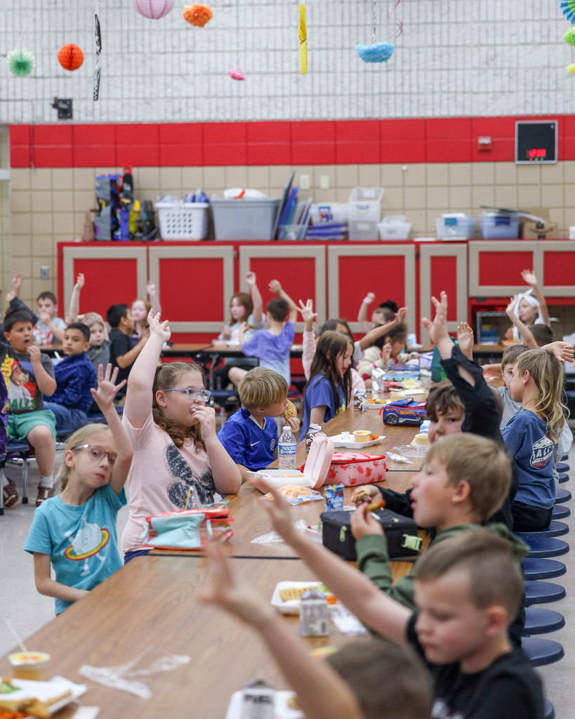 Elementary students trying Jicama