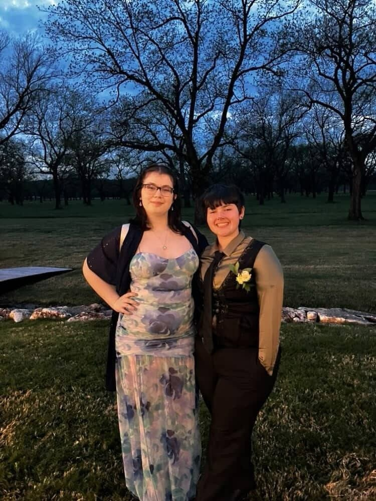 group of two students smiling for photo 