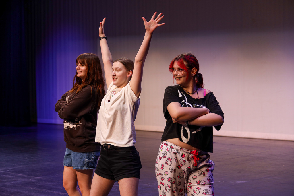 High school students at Footloose rehearsal.