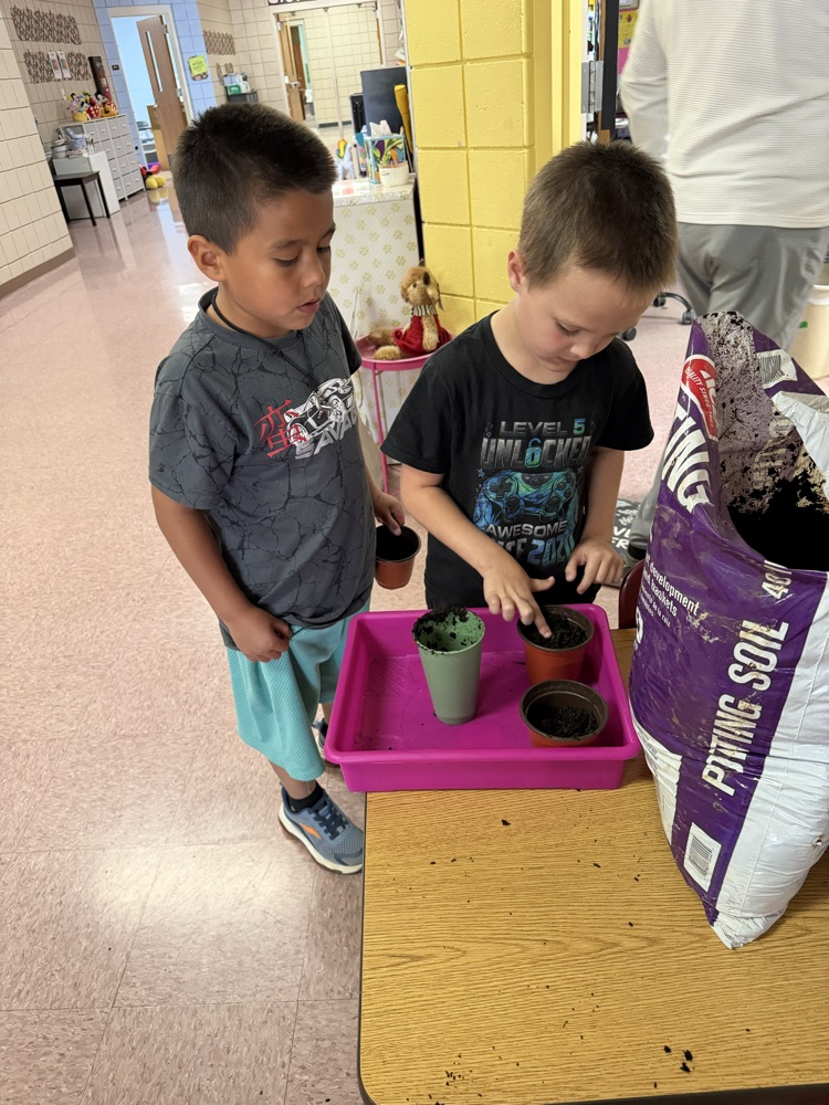 students planting seeds