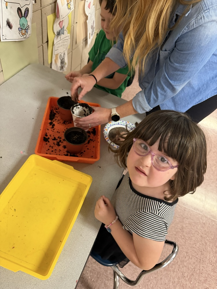 students planting seeds