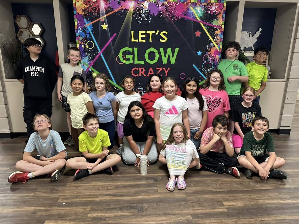 students preparing for the glow party