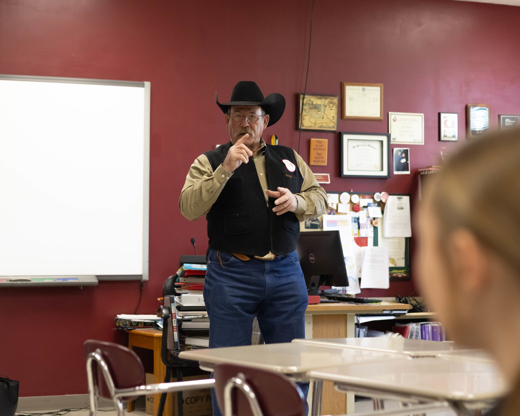 Mr. Jay Snider talking to CHS creative writing class