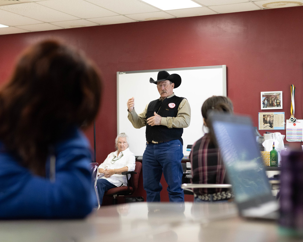 Mr. Jay Snider talking to CHS creative writing class