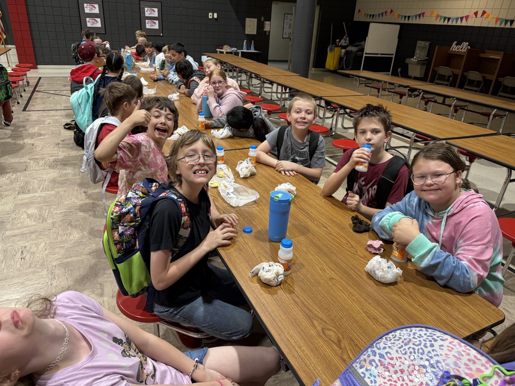 students enjoying breakfast before testing