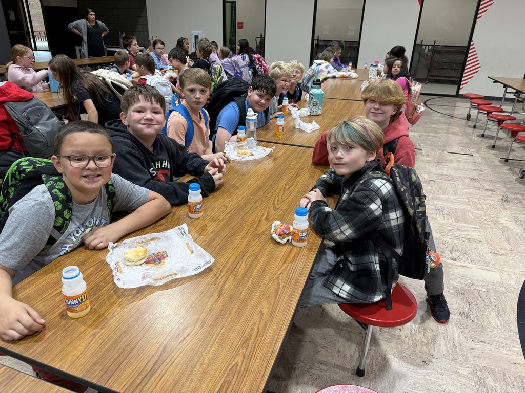 students enjoying breakfast before testing