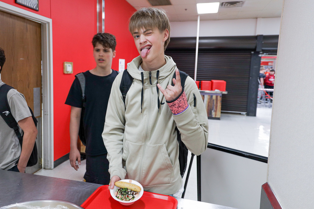 High school students trying  Bruschetta Pasta Rosa