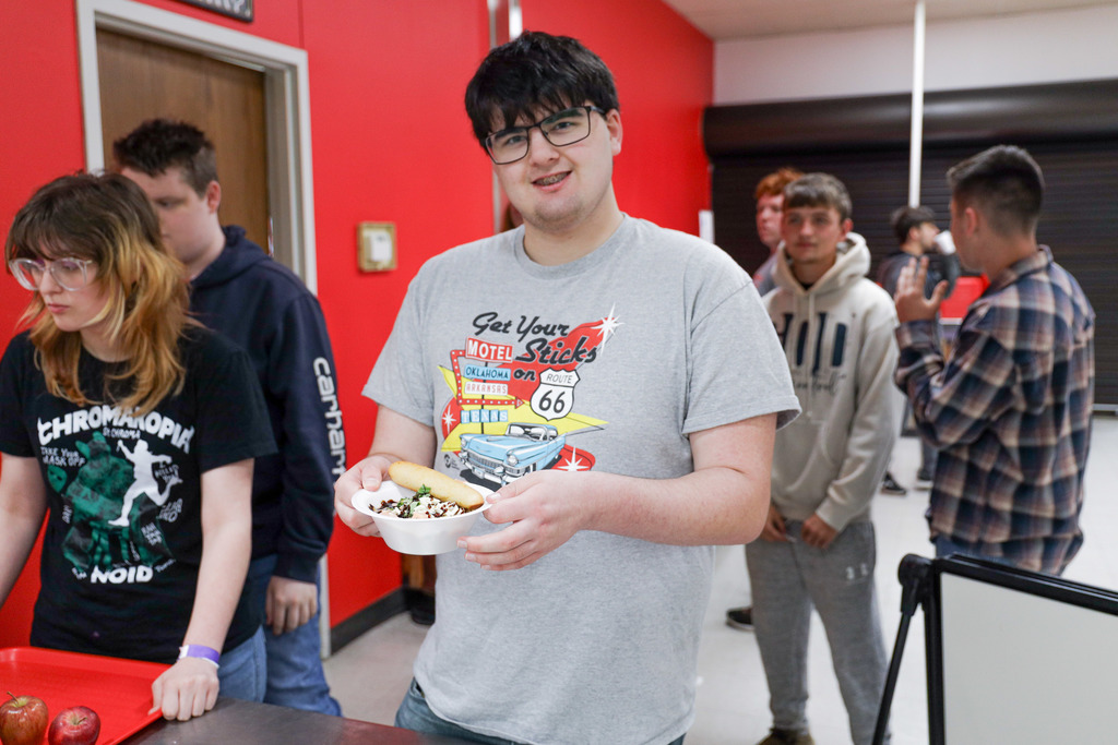 High school students trying  Bruschetta Pasta Rosa