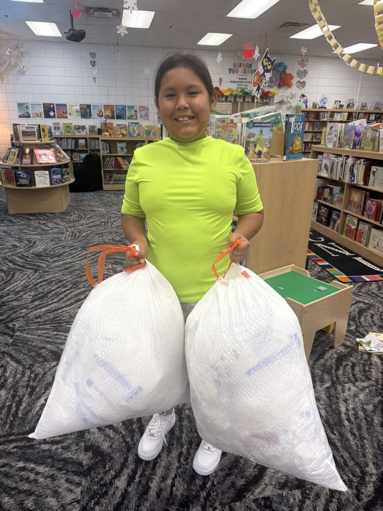 studen with plastic bags 