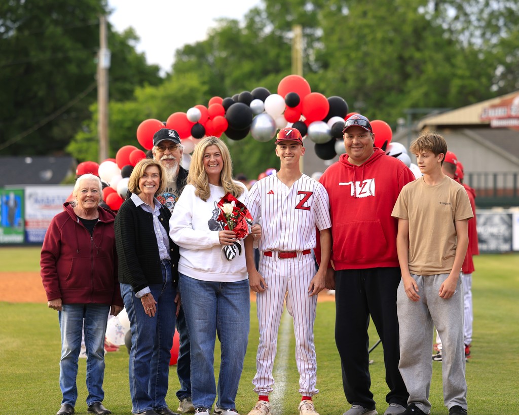 senior night baseball player and family 