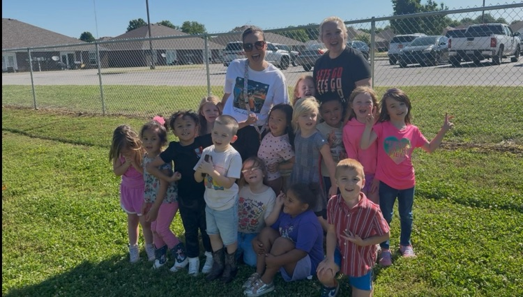 students with Mrs Lyons 