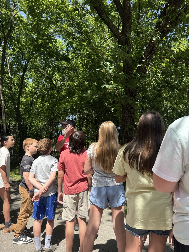 students listening to guide 