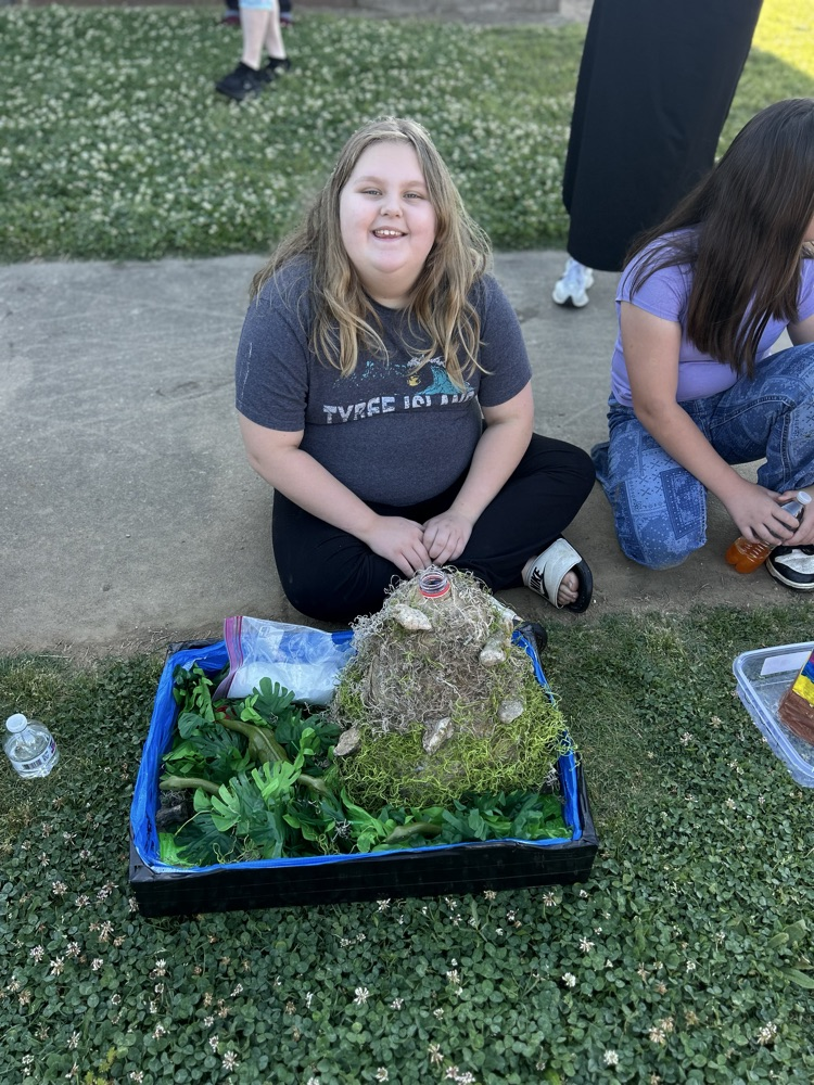 student with their volcano 