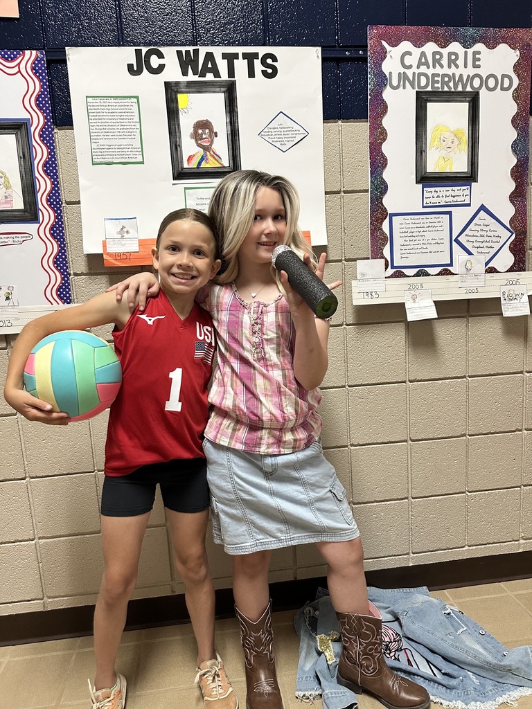 Students presenting for the wax museum