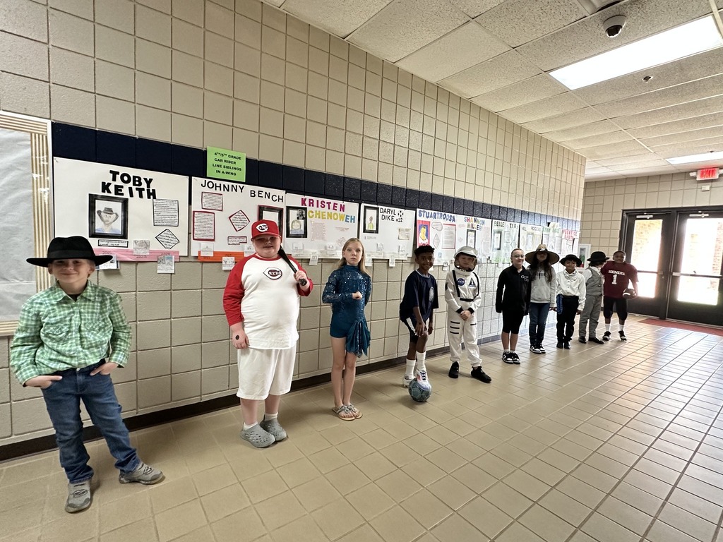 Students presenting for the wax museum