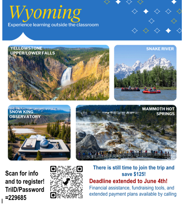 YELLOWSTONE TRIP DEADLINE EXTENDED 