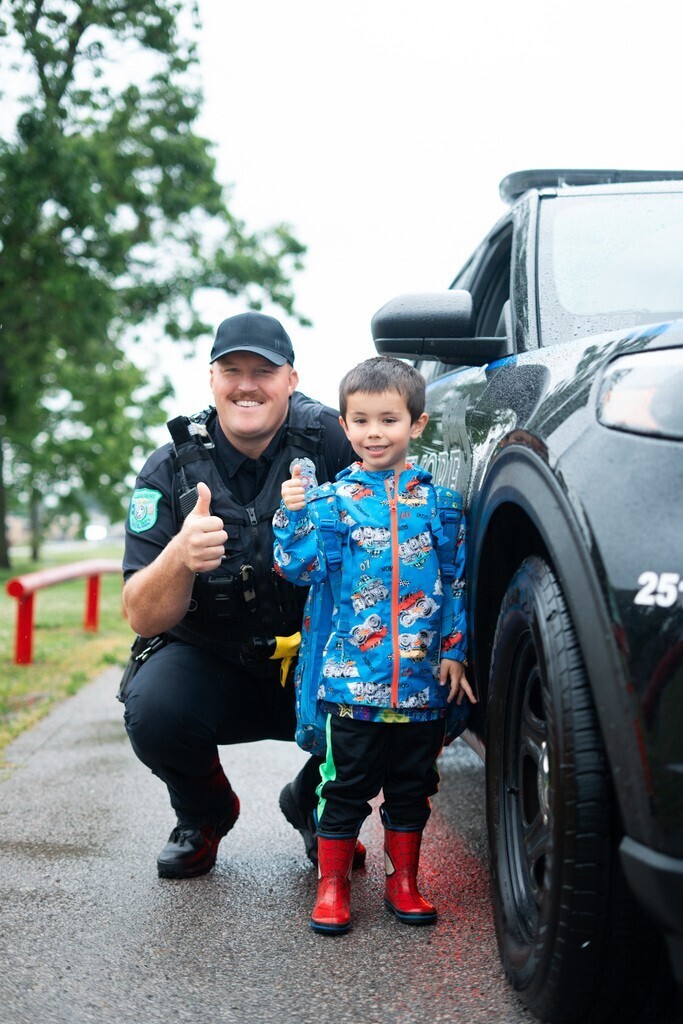 Logan with Officer Hagan