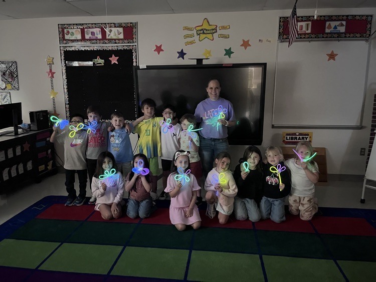 Mrs. Douthitt’s elementary students having a glow party.