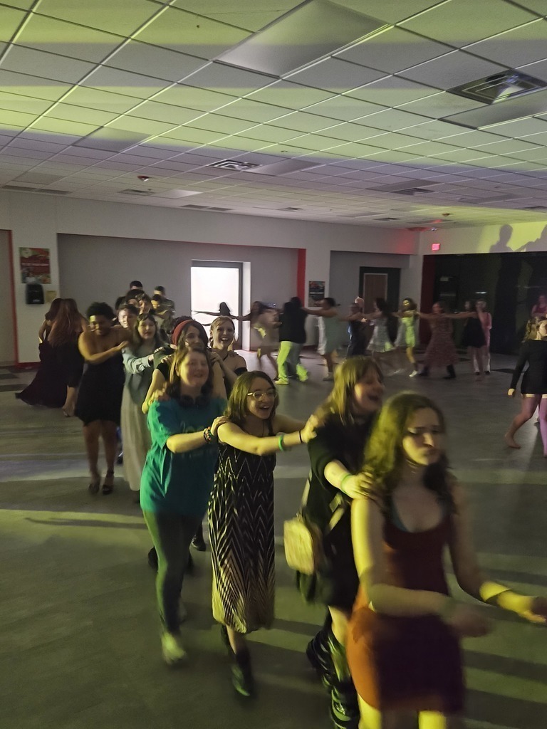 Junior high students having fun at the fiesta dance