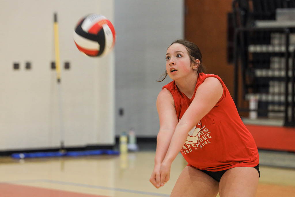 Volleyball Campers working on drills and learning new skills.