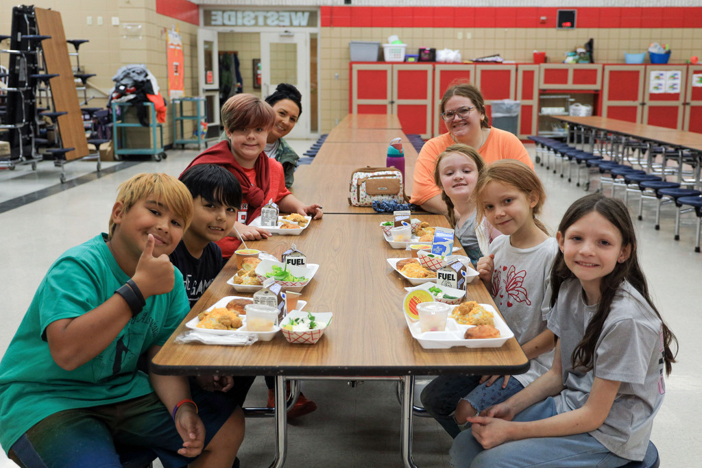 Kids eating free meals at Westside Elementary