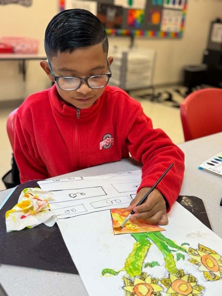 student painting