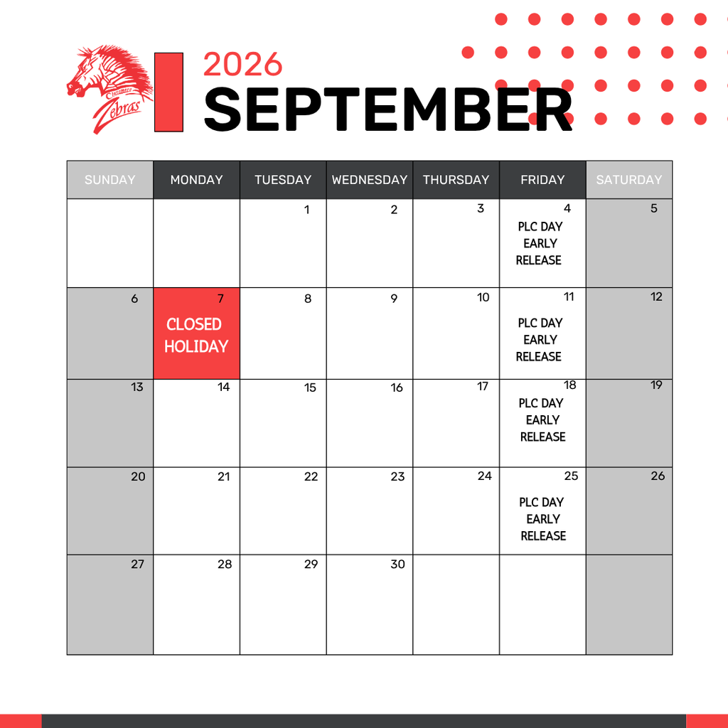 calendar with zebra logo and dates (all dates listed in article below)