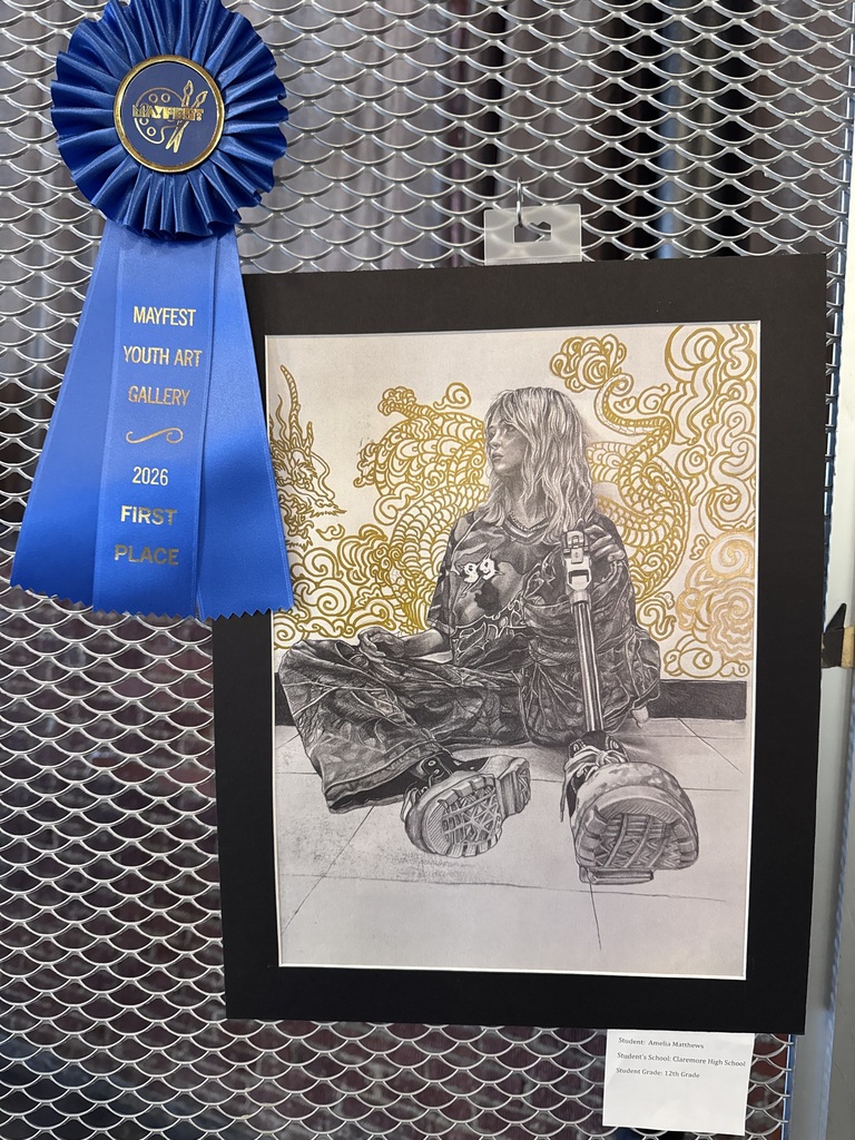 🎨🏆 What a phenomenal year it has been for our CHS Art Department!  Congratulations to Amelia Matthews for earning 1st Place at Mayfest—her third 1st Place award of the year! 🌟  We would also like to congratulate Shayne Schornick on earning 3rd Place at Mayfest. 👏  These accomplishments are a testament to the incredible talent, creativity, and dedication of our student artists and the outstanding support of our art program. We are so proud of all they have achieved this year!