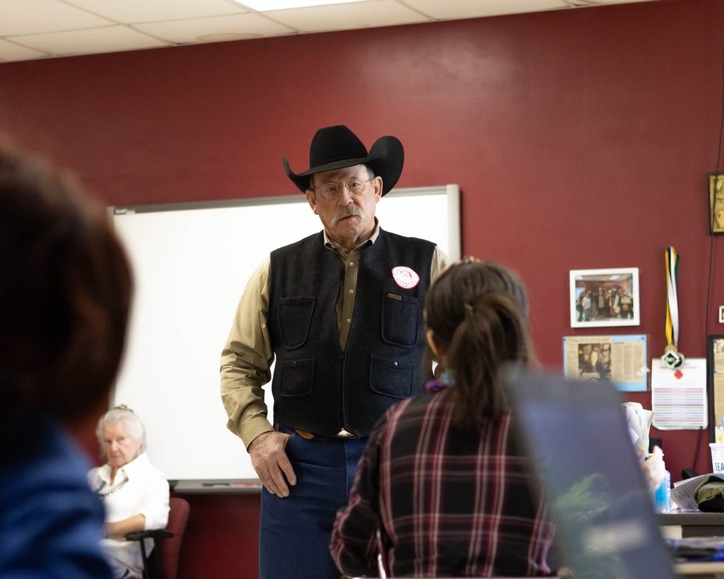 Students in the Creative Writing class at Claremore High School had the incredible opportunity to learn from Jay Snider, Oklahoma's State Poet Laureate. Born and raised in southwestern Oklahoma, Snider comes from a ranching and rodeo background and is an award-winning cowboy poet and recording artist. He has performed across the country and now shares his passion for storytelling, western heritage, and the power of poetry with audiences statewide. During his visit, students explored the craft of poetry, heard firsthand experiences from a professional writer, and even had the opportunity to share some of their own work with him, a moment of connection and encouragement for our young writers. This meaningful experience was made possible through the support of the Oklahoma Friends of the Library and the Oklahoma Arts Council.