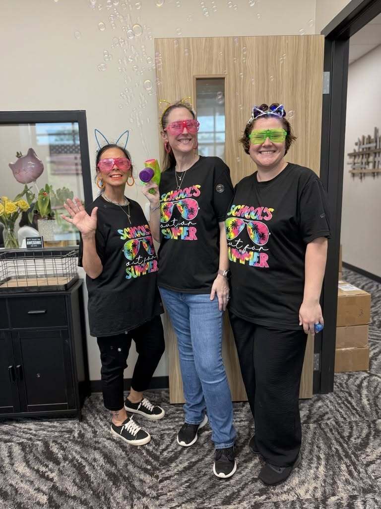 Elementary students celebrating the last day of school with a glow party