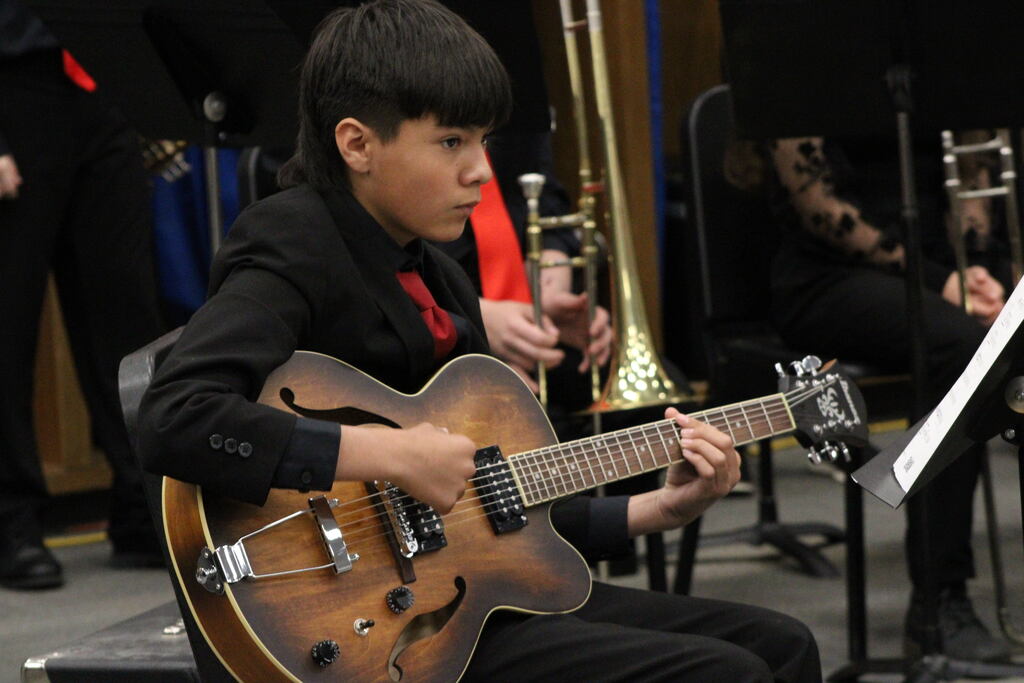 WRJH student playing in their set at Oologah Jazz Fest