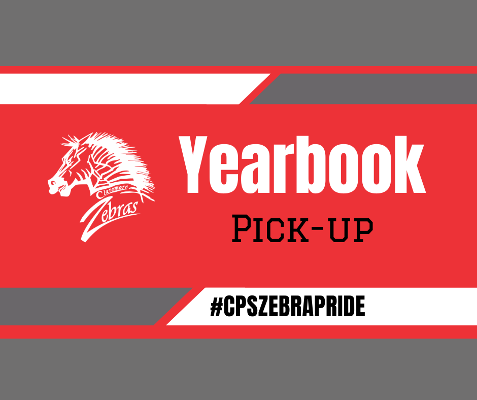 The 2025–2026 yearbook is ready for pick-up!  🗓 Pick-Up Dates & Times:  July 20, 21, 23 & 24: 8:00 AM – 12:00 PM July 27 & 28: 10:00 AM – 2:00 PM You may also pick up your yearbook during Back-to-School Night with Ms. Warden.  📍 Location: Claremore High School Front Office  Can't make one of these times? Email Ms. Warden at jwarden@claremore.k12.ok.us to schedule an alternate pick-up time.  📖 Didn't order a yearbook? A limited number of extra copies (about 20) will be available on a first-come, first-served basis. Once they're gone, they're gone!  Don't miss your chance to relive the memories of an amazing school year! 🦓