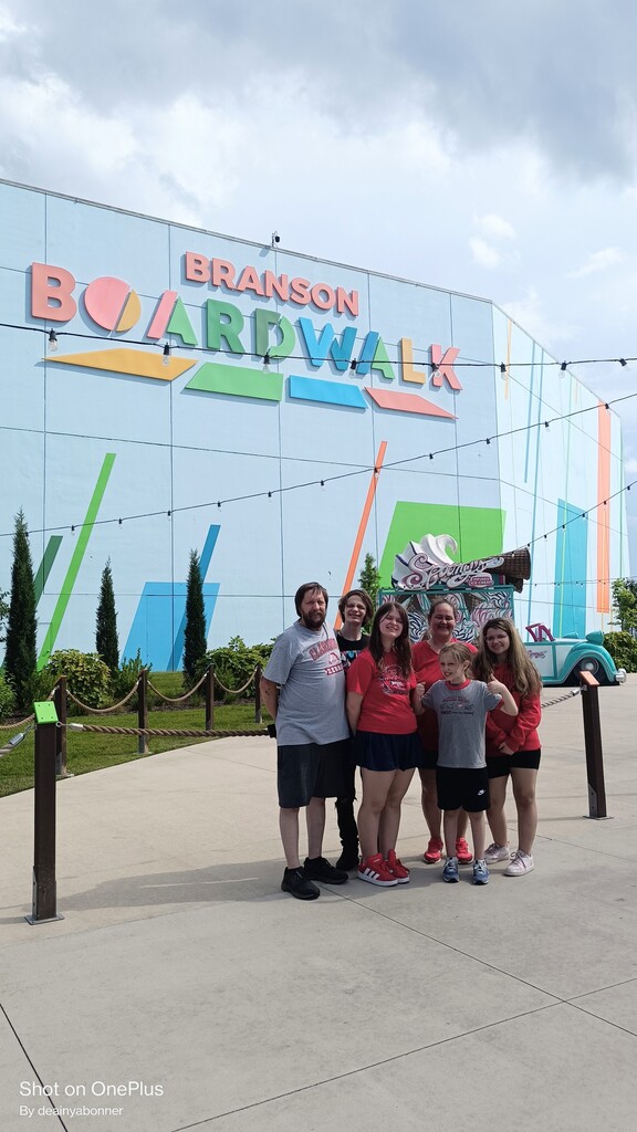 The Bonner family at the Branson Boardwalk.