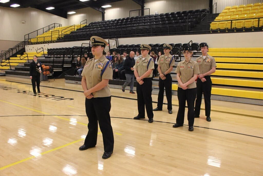 Claremore High School N.J.R.O.T.C. demonstrating at Justice Tiawah Middle School