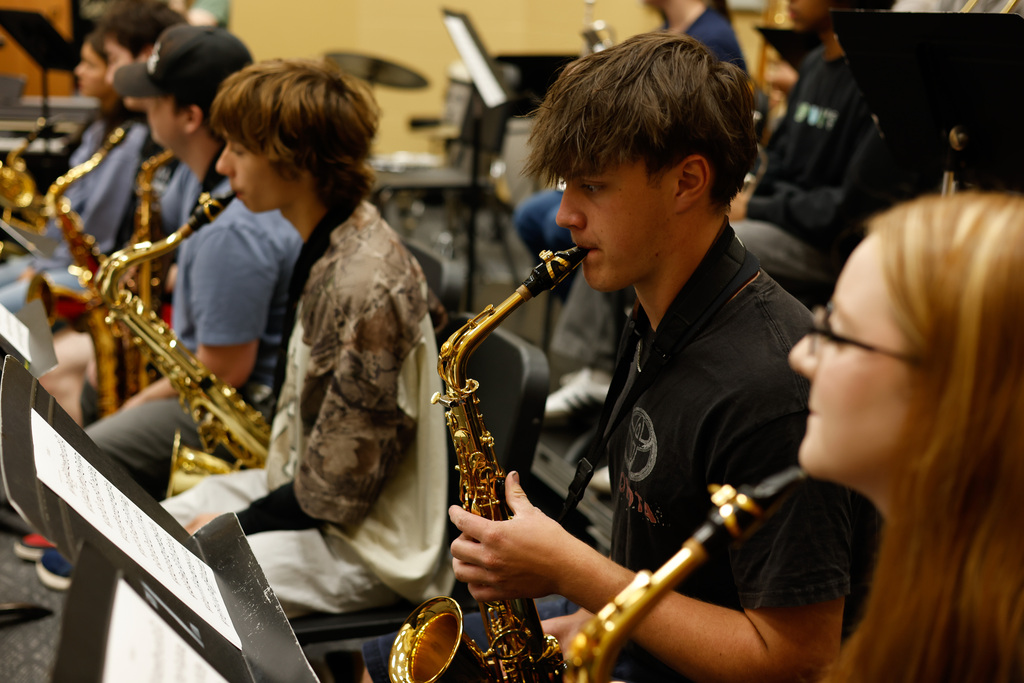 Students practicing together at Jazz Camp