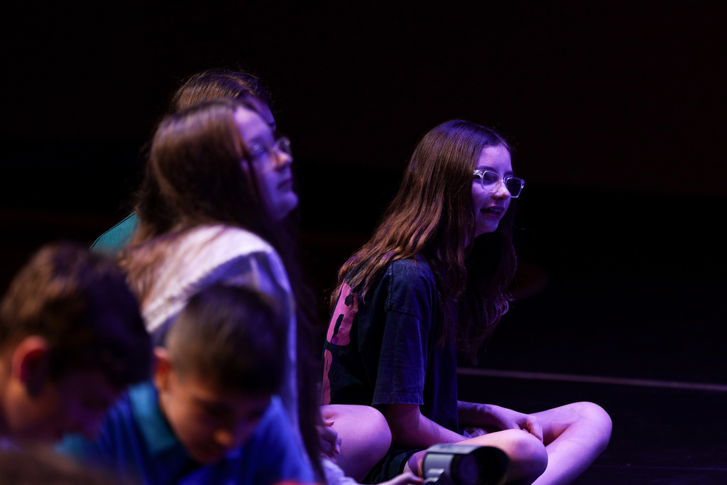 Junior high students performing at theater camp