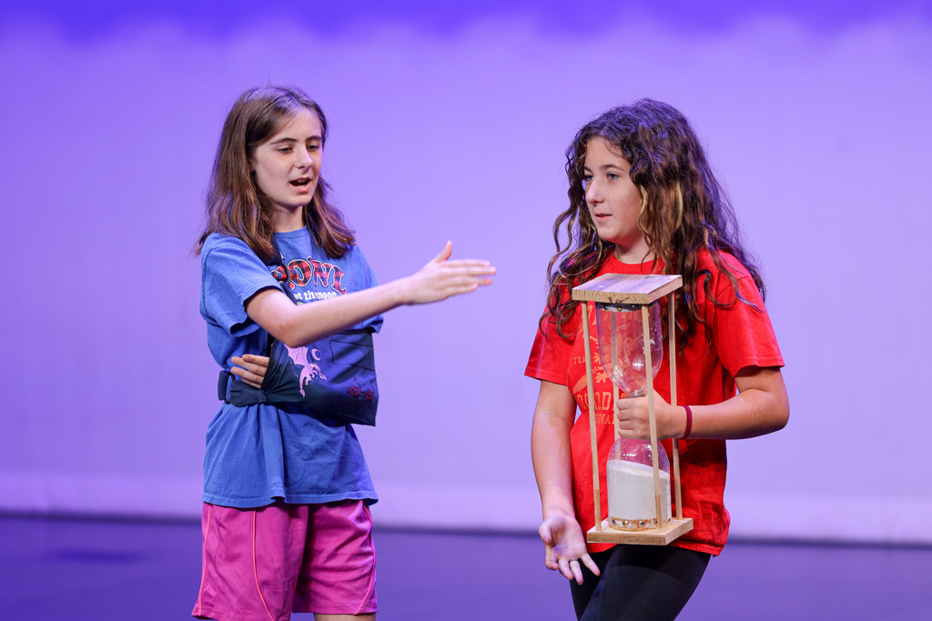 Junior high students performing at theater camp