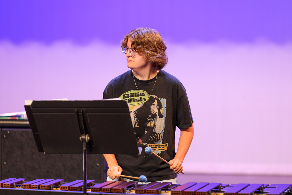 Percussion Practicing on the main stage.