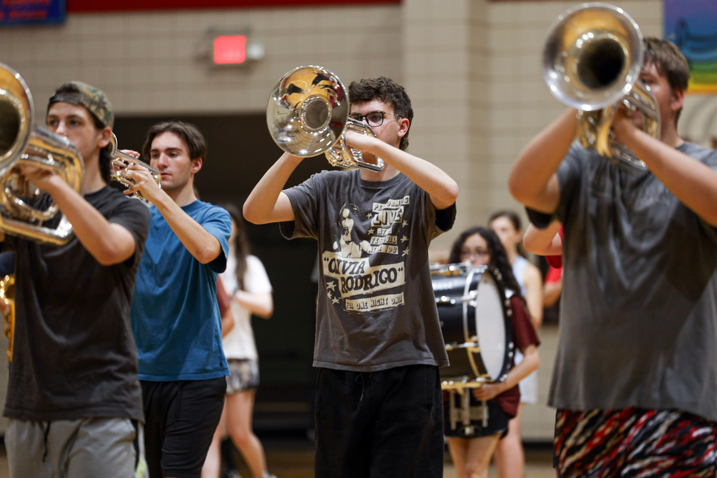Band members learning their marches.