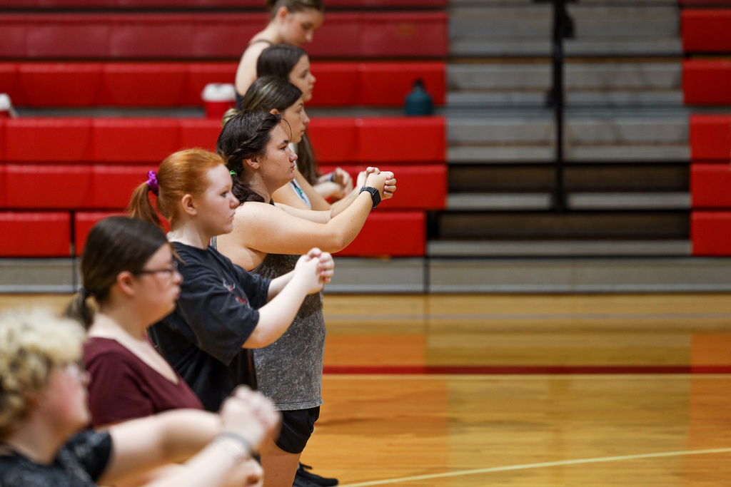 Band members learning their marches.