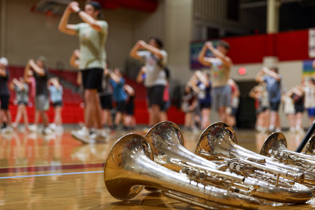 Band members learning their marches.