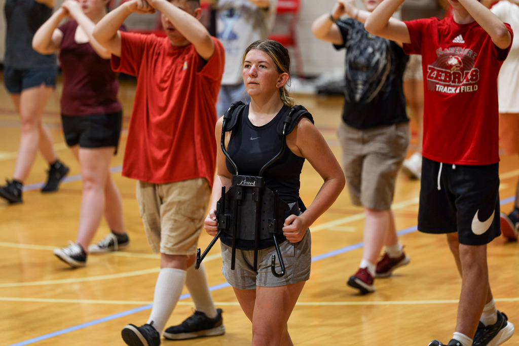 Band members learning their marches.