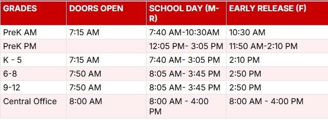 2026-27 School Year Schedule