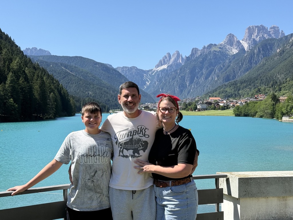 Family by the lake