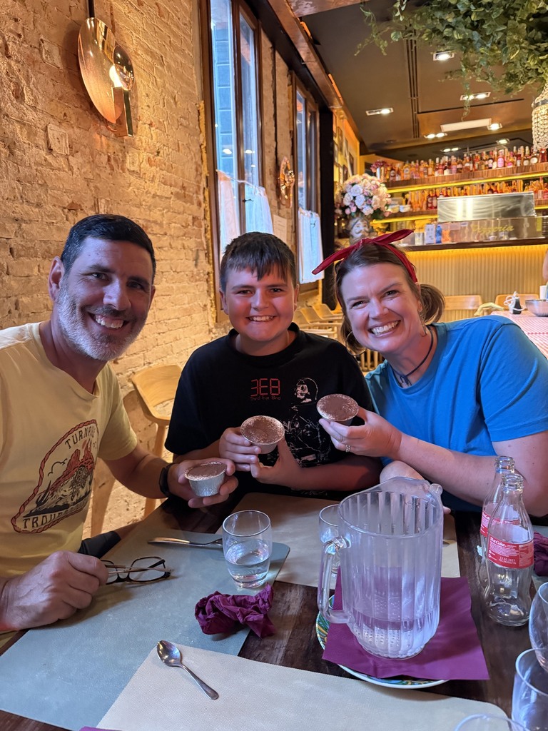 family eating desert