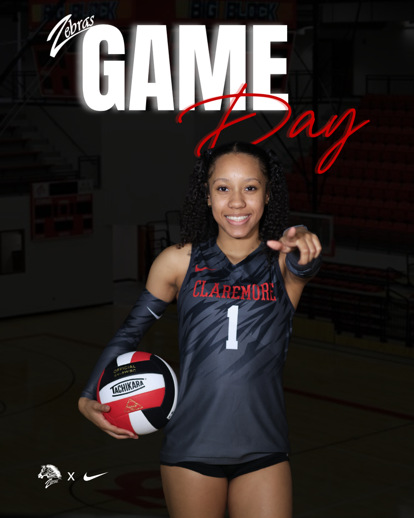 Volleyball player pointing on game day graphic